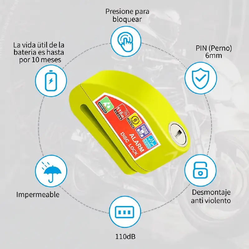 CANDADO PARA MOTOS | Protección con alarma integrada, Tu moto segura en segundos🔐