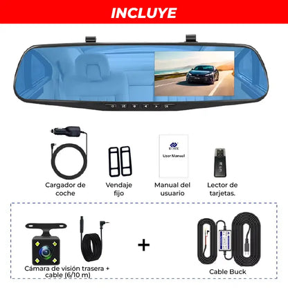 Cámara Retrovisor DVR 4.3” — Doble Cámara, Doble Protección, Máxima Tranquilidad📹
